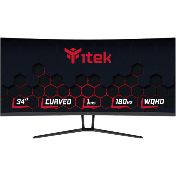 ITEK Monitor GGC 34" Curvo R1500- WQHD 3440x1440 UltraWide- VA- 180Hz- 21:9- 1ms- 2xHDMI- 2xDP- HDR400- Adapt Sync